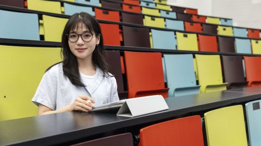 female student in the lecture hall