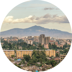 Luftaufnahme der Addis Abeba, der Hauptstadt Äthiopiens.