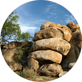 Die Felsenformation "Faust Rock" in Gaborone, der Hauptstadt von Botsuana.